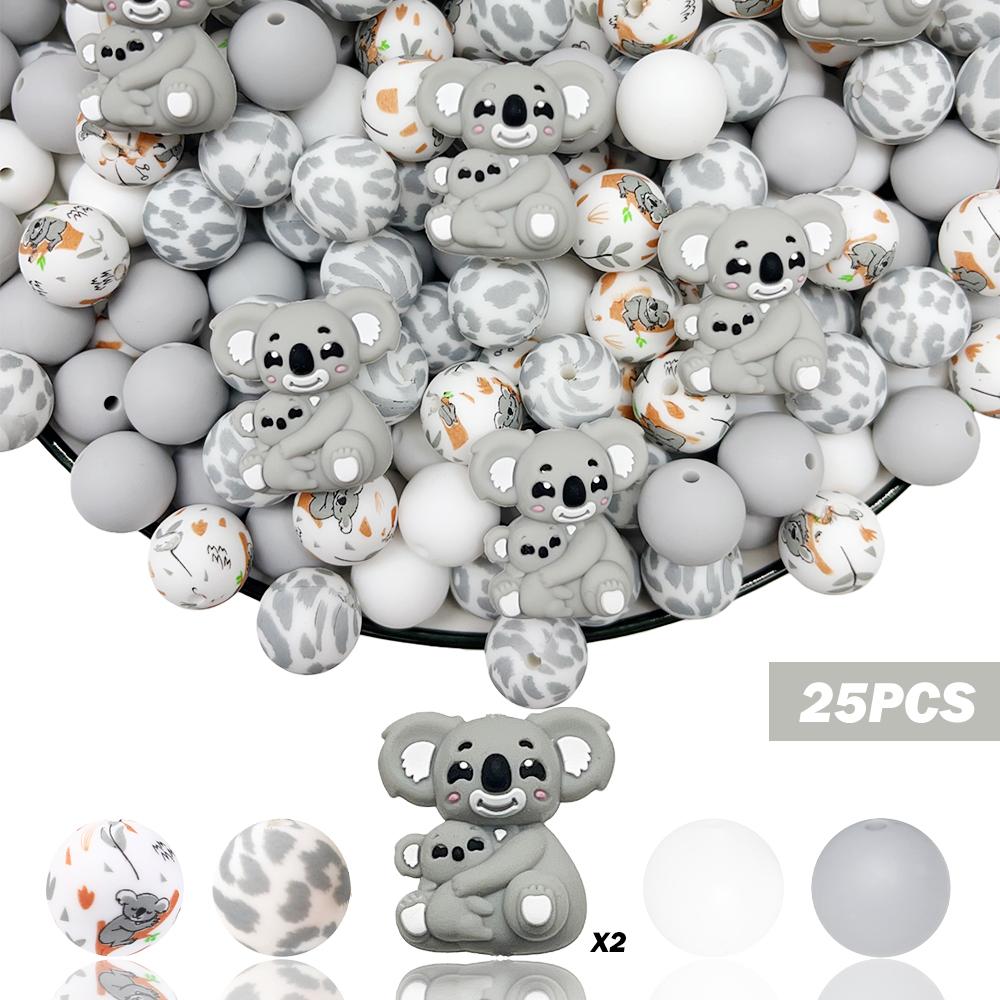 

25/44/54PCS parent-child animal silicone bead set, perfect for DIY handmade crafts such as keychains, necklaces, bracelets, etc