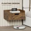 Floating Nightstands Set of 2, Wall Mounted Bedside Table with Drawer for Bedroom, Rustic Brown