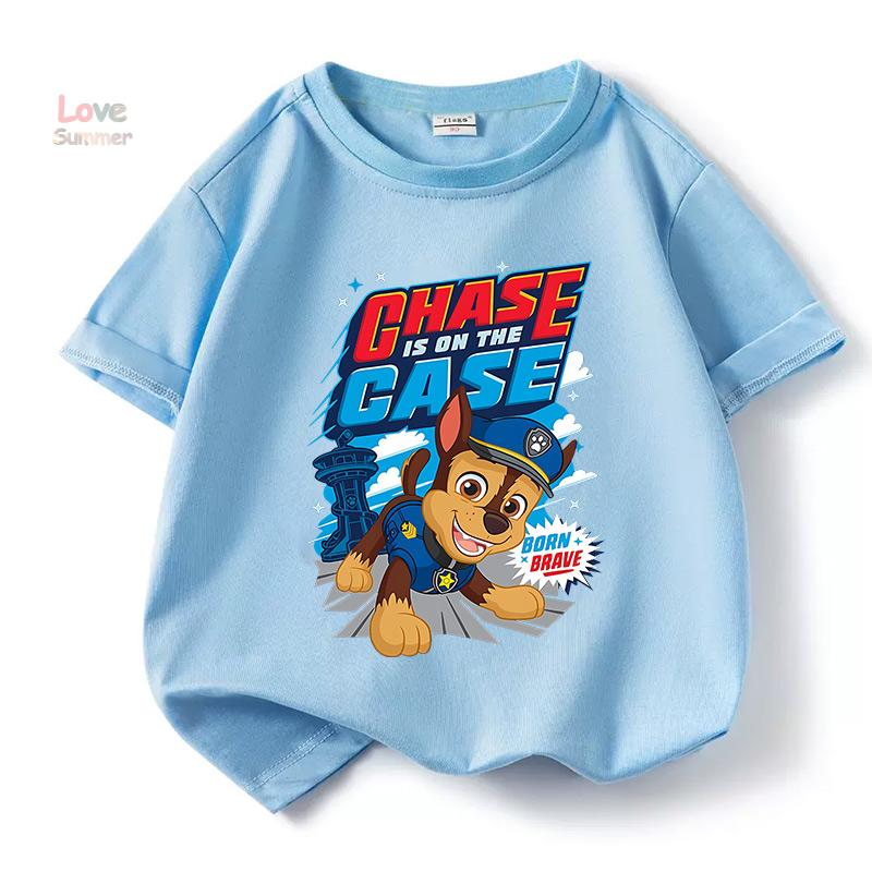 Paw Patrol boys T-shirts for Boys Anime Cartoon Cute Birthday Clothing Children Summer Fashion Short Sleeved Shirt Kids Clothes