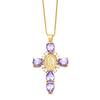 Light Zircon Cross Necklace Retro European Style Crucifix Pendant Chain  Church