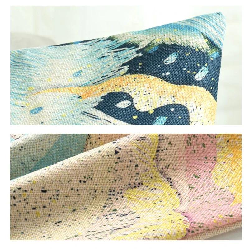 Ölgemälde Kuss von Gustav Klimt Kissenbezug Van Gogh Sternennacht Leinen Kissenbezug Sofa Dekokissenbezüge für Wohnzimmerdekor