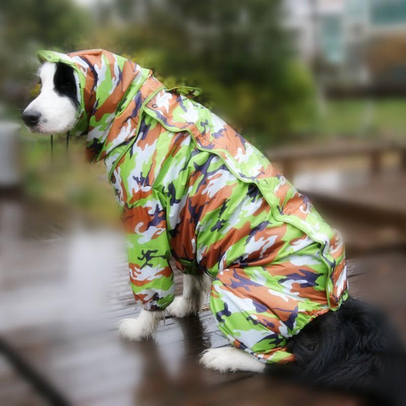 Waterproof 4-Leg Dog Raincoat With Hood Medium To Large Breeds Golden Retriever Samoyed Alaskan Malamute