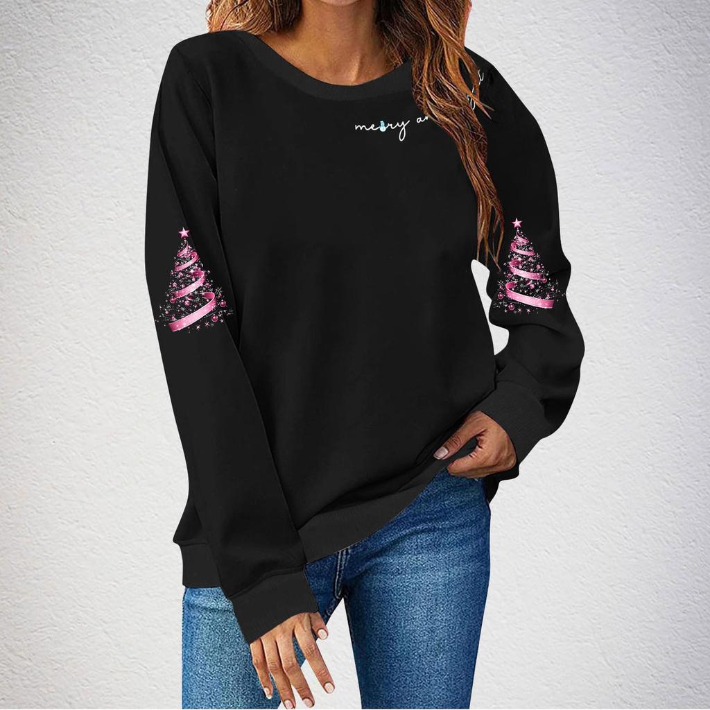Ladies' Loose Comfortable Casual Fashionable Christmas Printed Hooded Sweatshirt