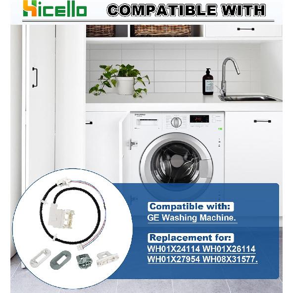 Washer Lid Lock Switch Compatible with GE Washer WH08X32697 WH01X24114 | Lid Lock & Harness Kit Replacement for GE Washer Lid Lock Switch, Wire &