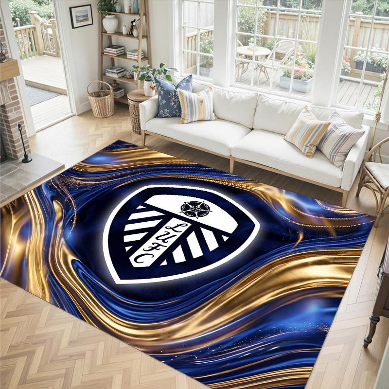 Leeds United Football Design Crystal Velvet Carpet Cozy Non?Slip Printed Rug For Bedroom Living Room Entrance