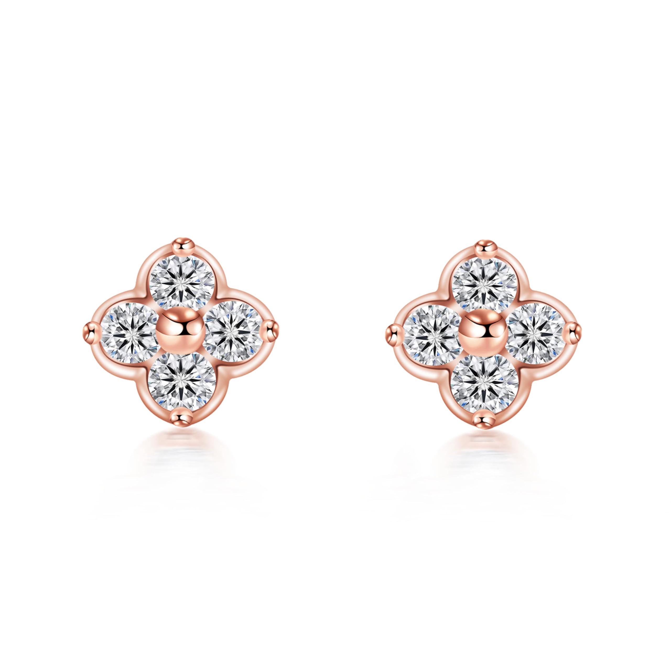 

earrings for 18k zirconia April pink birthday present for popular FH.bird non-stop women, gold, four-leaf clover, Beautiful Prayer , hypoallergenic,