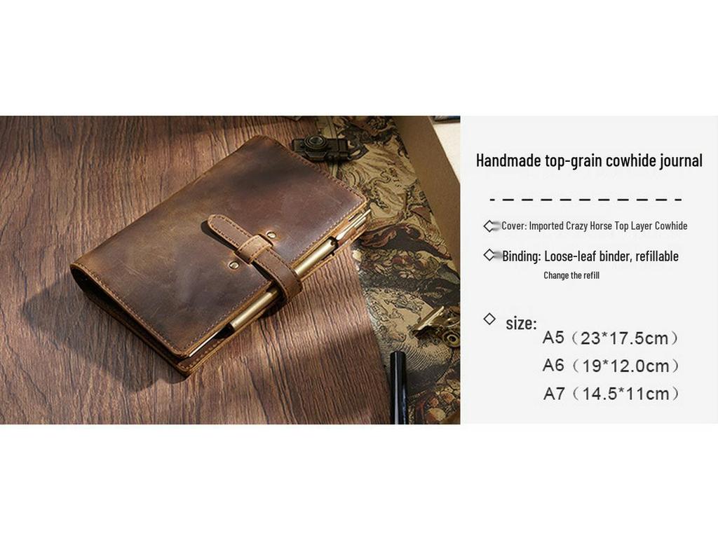 A5/A6 Vintage Cowhide Zippered Planner and Notebook Binder