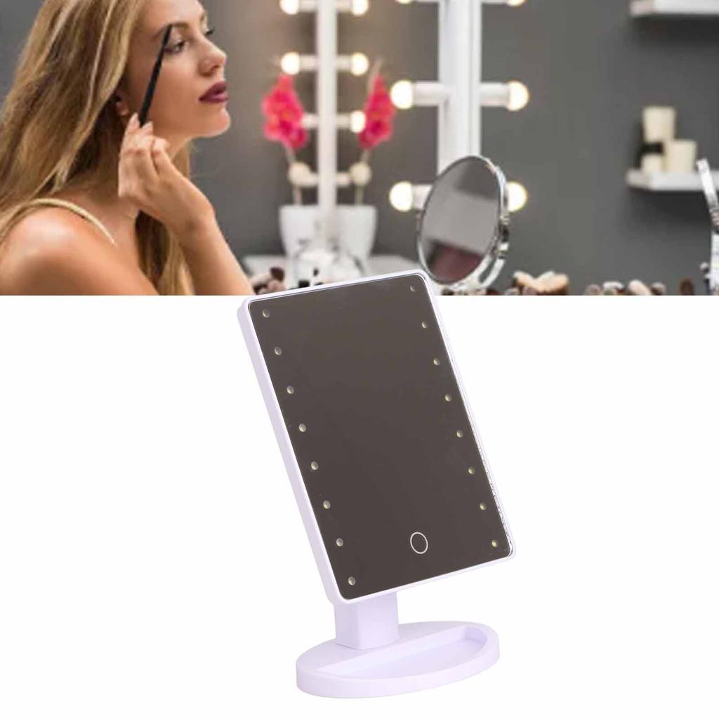 LED Vanity Mirror Lighted Vanity Make Up Mirror with 16 LEDs Touch Design Battery Powered Vanity Mirror for Home White