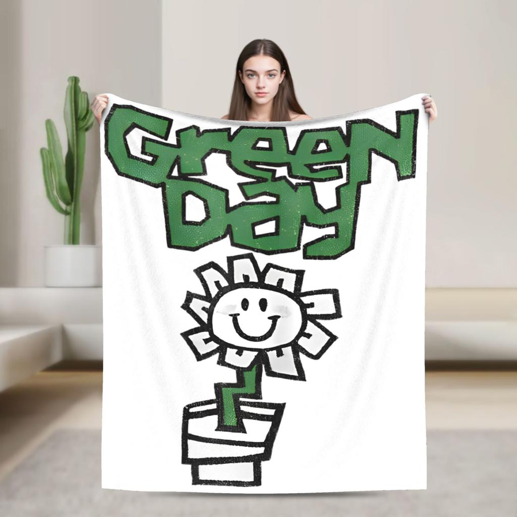Punk Greens Days Decke Fleece Musik Leicht Dünn Überwurfdecke für Outdoor Reisen Schlafzimmer Steppdecke