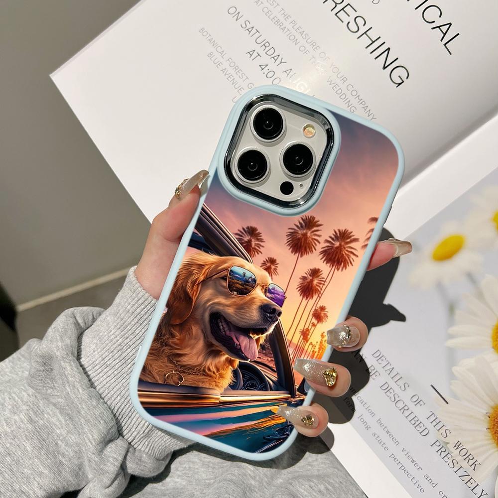 Ae76 Dog Color Doodle Design Art Phone Cases for Samsung A13 A32 A53 A04e A54 S23 S24 Ultra Infinix Hot 40i Huawei Metal Camera Protective Back Cover