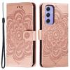 For Samsung Galaxy S25 FE Case PU Leather Mandala Imprinted Design Wallet Phone Cover with Wrist Strap