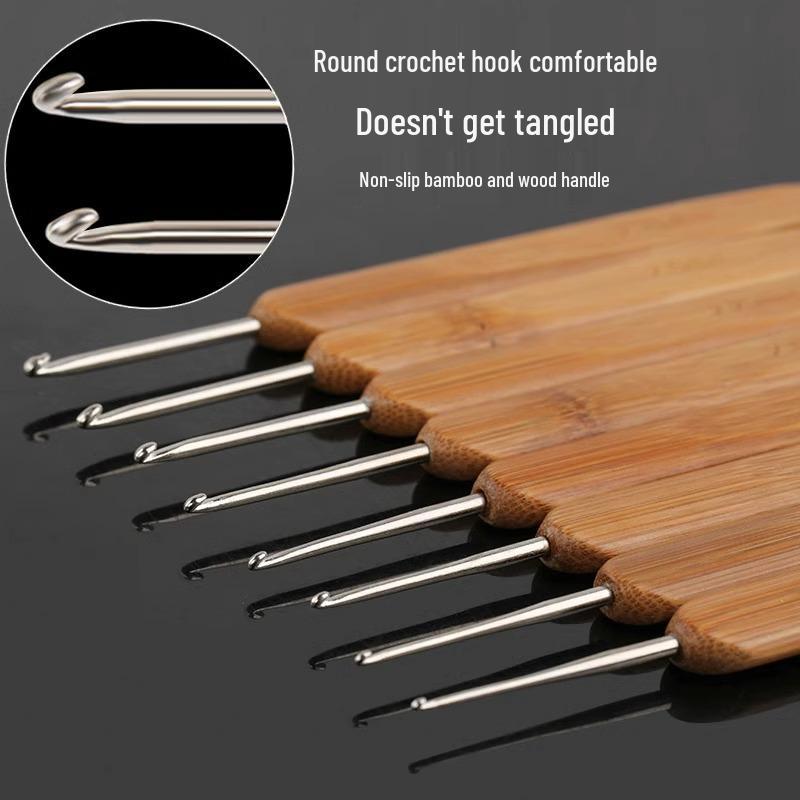 Carbonized Bamboo Crochet Yarn & Knitting Tool Set with Extra-Fine Old-Fashioned Bamboo Handle Set