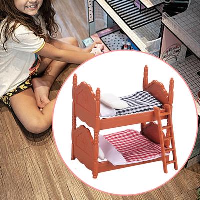 1/12 Puppenhaus Miniatur Bett, Möbel, Holzbett Etagenbett Rollenspiel Spielzeug, 1:12