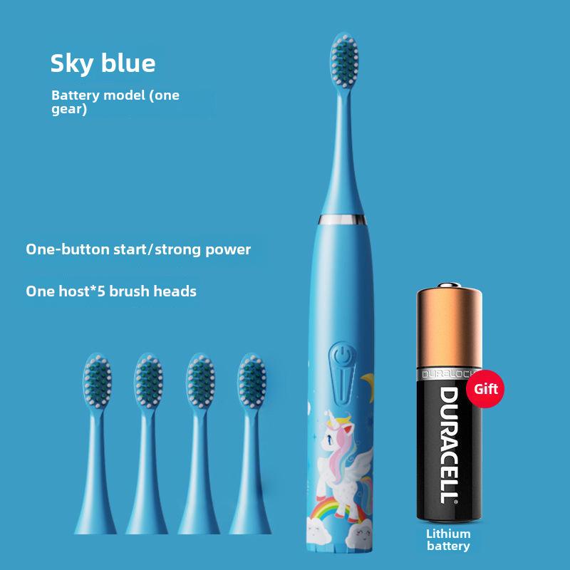 Waterproof Ultrasonic Kids' Electric Toothbrush - Cute Cartoon Design, Soft Bristles, IP7 Rated, Perfect Gift
