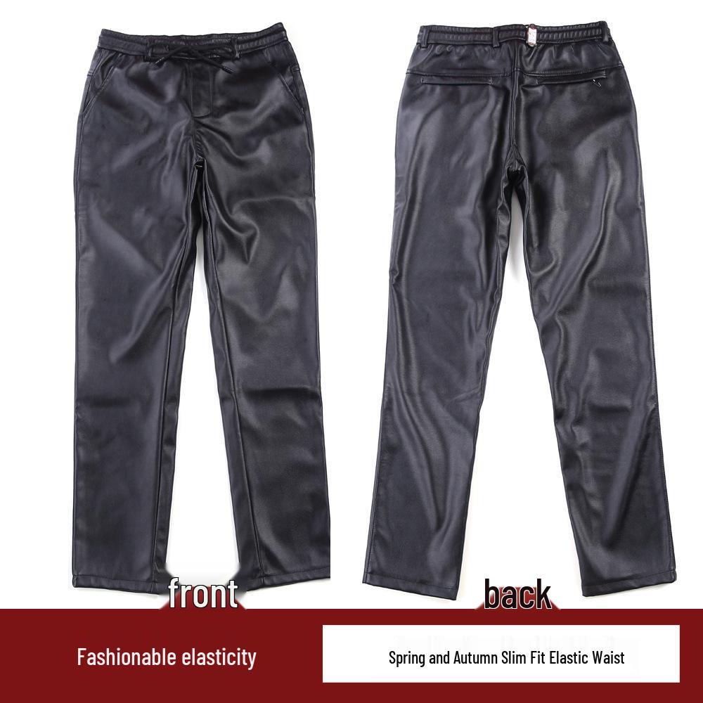 

Мужские кожаные брюки-байкеры в корейском стиле, облегающего кроя - Повседневная модная трендовая мотоциклетная авиаторская гаремная модель M
