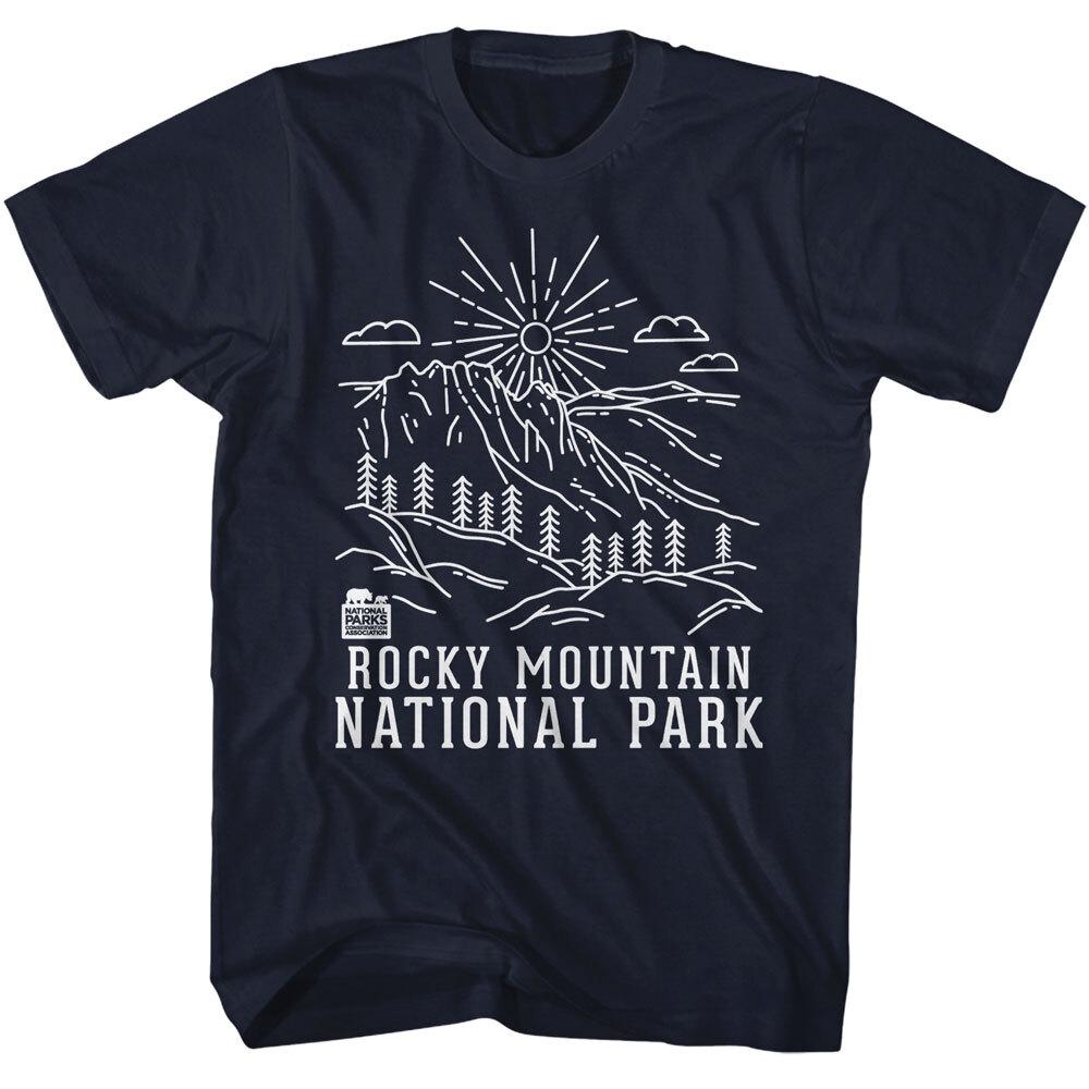 United States Rocky Mountains Sun Clouds Trees National Park Men s T Shirt L