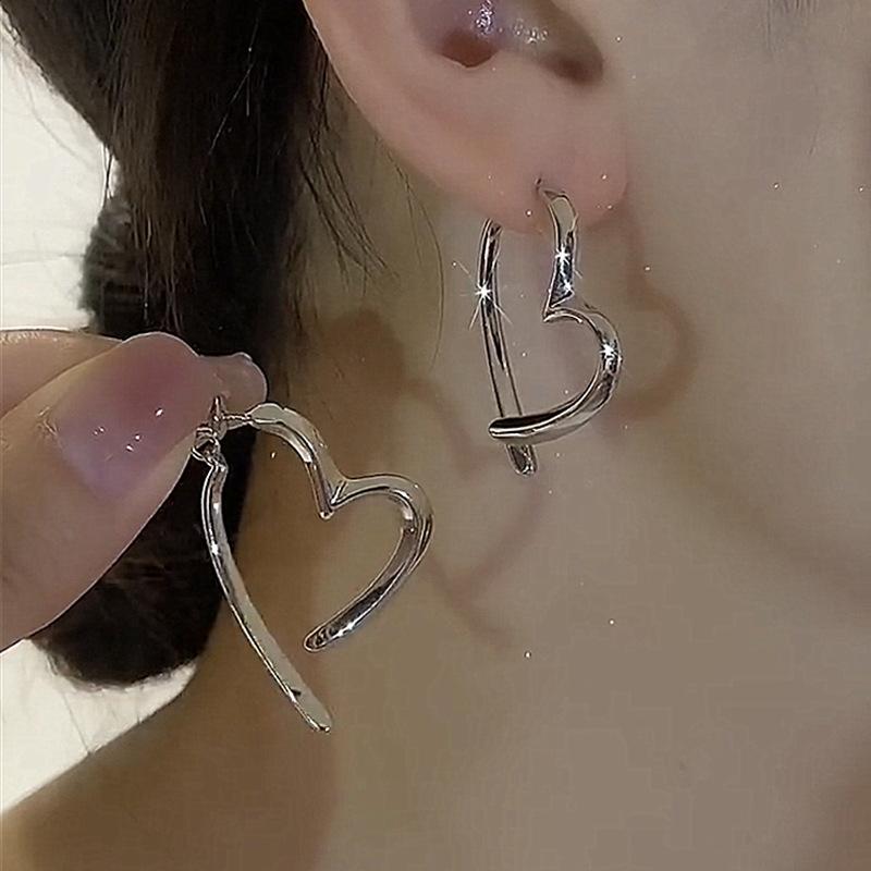 New Korea Trendy Cross Love Heart Stud Earrings for Women Charm Classic Wedding Bride Party Jewelry Accessories Gift