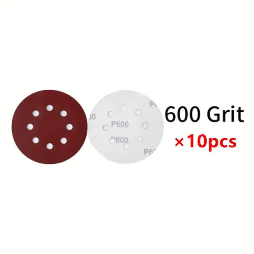 5/10pcs 5-Inch 8-Hole 125mm Red Sanding Discs, Hook And Loop Sandpaper For Dry Sanding, Random Orbital Sander Pads #100-#600