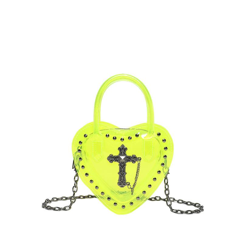 Small Heart Shape Pu Chain Bag With Foldover Top For Chic Travel And Leisure