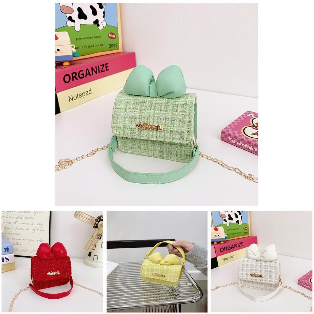 Kids Girl Woolen Chain Strap Butterfly Bow Bag With Breathable Cotton For Daily Use
