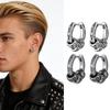 Pendientes de Aro con Patrón Vintage Vnox para Hombres Mujeres, Color Gris Plateado Redondos Huggies Pendiente, Accesorios de Joyería de Moda Punk Regalo