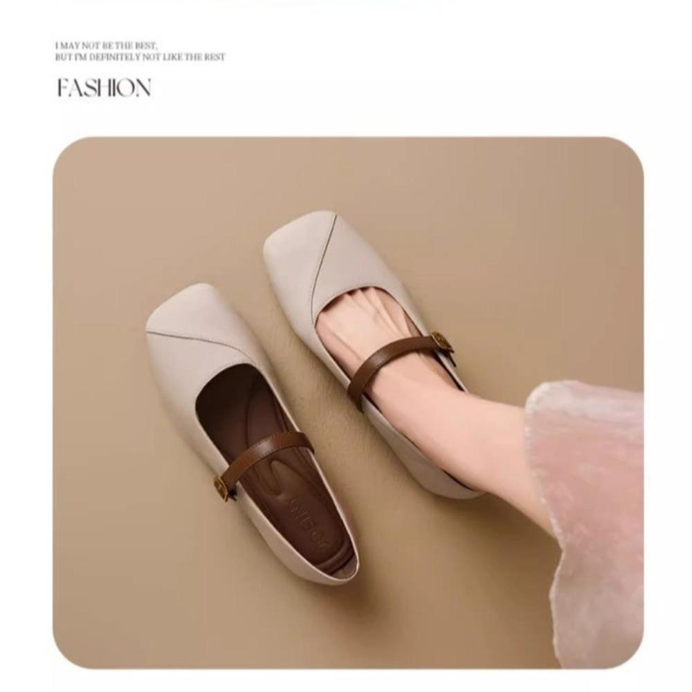 2025 Vår Nya Retro Kvinnor Platta Ballerinaskor Mode Sneakers Fyrkantig Tå Damer Casual Mary Jane Slingback Skor Designerskor
