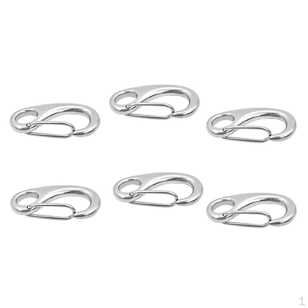 

6Piece 6 Stainless Steel Spring Snap Hooks Boat Anchor Rigging Clip