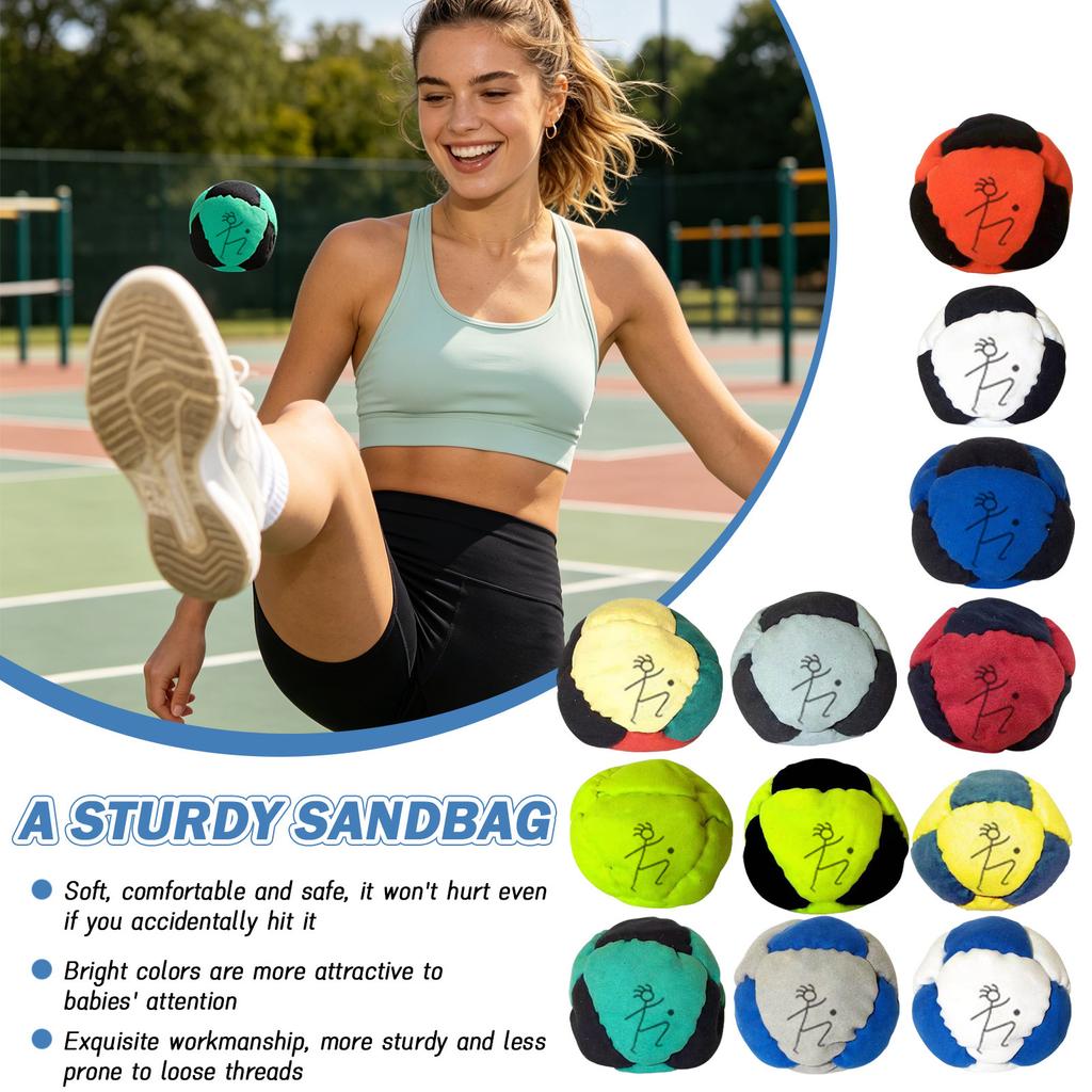Soft Fabric Footbag with Embroidered Figure Design Durable Stitching for Indoor and Outdoor Kicking Games and Activities