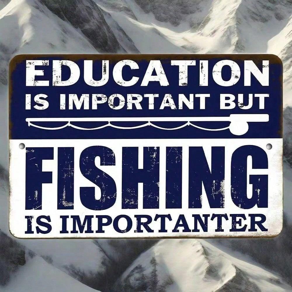 Vintage Metal Tin Sign Fishing Decor Joom Fishing Is Importanter Metal Poster Fisherman Gift Bar Kitchen Wall Art Plaque