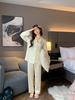2026 Women's Ice Silk Backless Lace Long Sleeve Pajama Set
