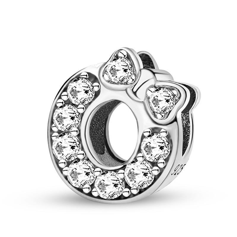 Copper Butterfly Knot Letter Series Zircon Charms Bead Fit Original Pan Bracelet Bangle Diy Jewelry For Women Gift