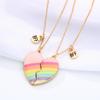 Trendy BFF Heart Rainbow Necklace: Magnetic Stone Pendant for Best Friends