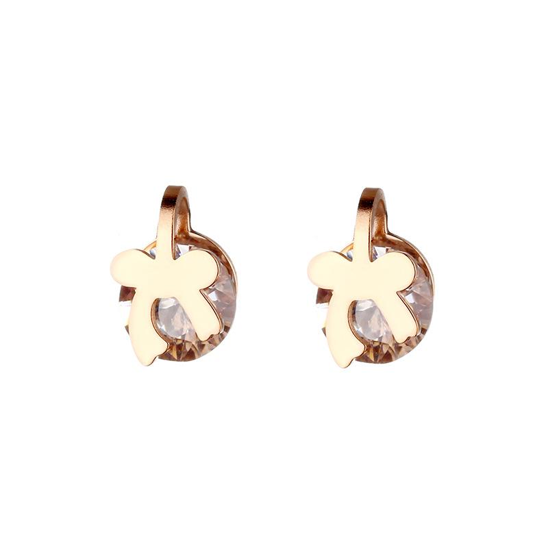 Korean Style Simple Zircon Stud Earrings For Women Elegant Ladies Stainless Steel Earring Jewelry Female Party Accessories Gift