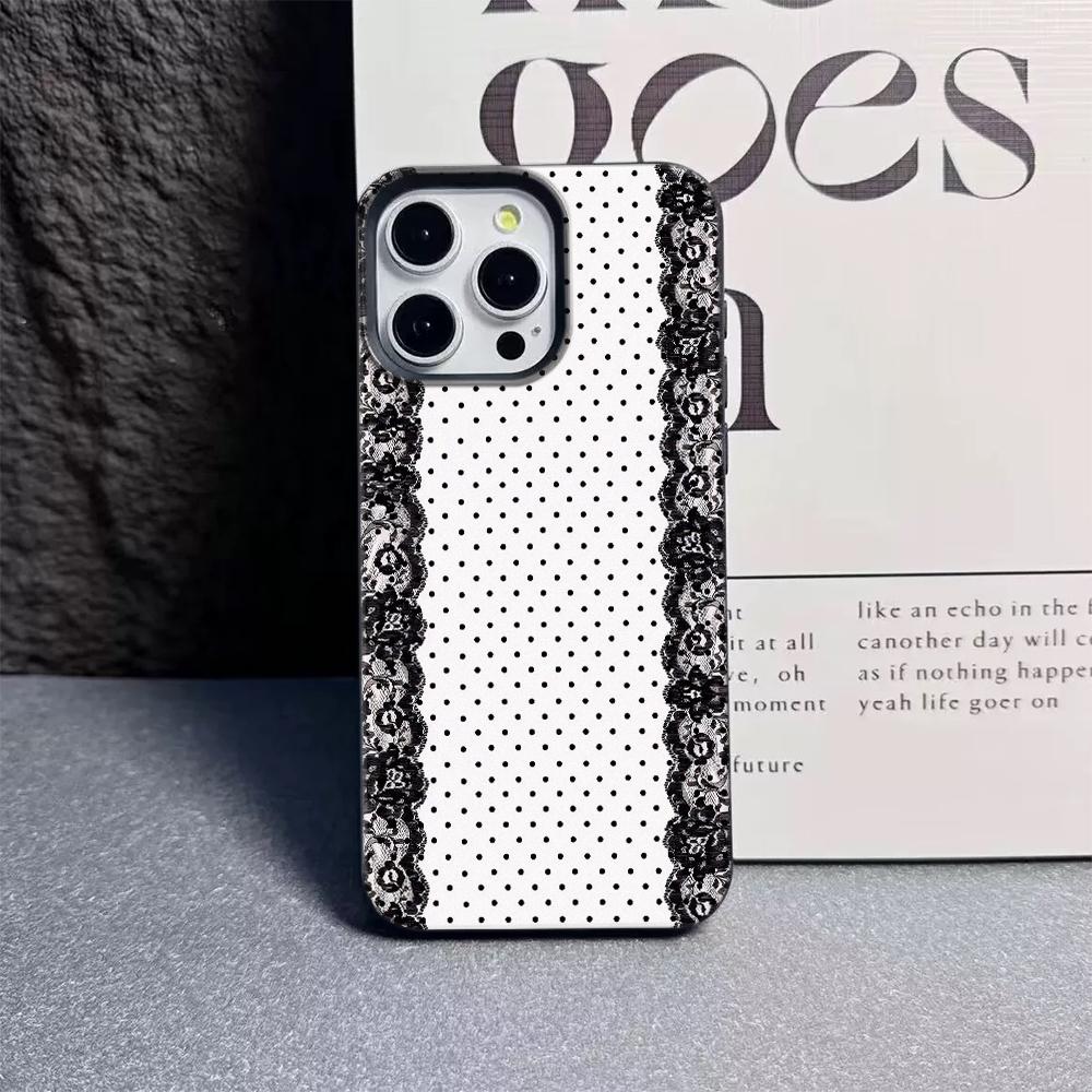 Czarny koronkowy wzór w kropki Lichee Skórzany Pokrowiec na Telefon Dla Xiaomi mi 15T X7 F7 X6 M7 X5 M6 F5 X4 X3 Pro Ultra GT NFC 4G 5G