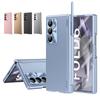 Electroplated Double Hinge Pen Slot Folding Case for Samsung Galaxy Z Fold 8 Ultra / 7 6 5 4 3 Full Protection Cover Stylus Pen