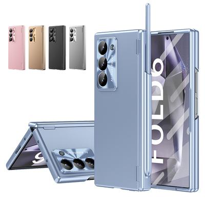 Electroplated Double Hinge Pen Slot Folding Case for Samsung Galaxy Z Fold 8 Ultra / 7 6 5 4 3 Full Protection Cover Stylus Pen