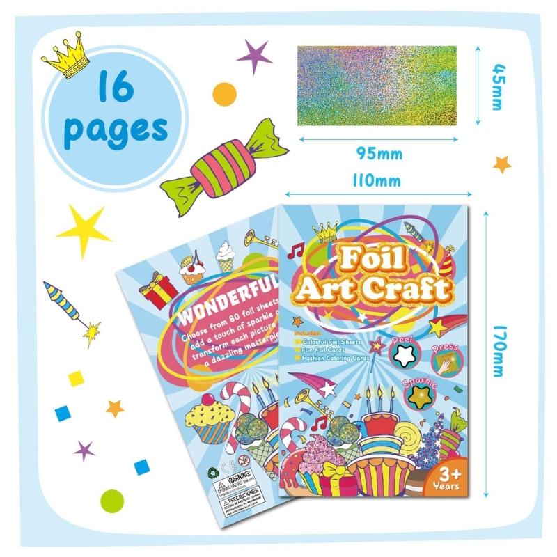 Birthday Theme Coloring Book Painting Book Foil Art Craft Set Graffiti Picture Drawing Book for Creative Painting