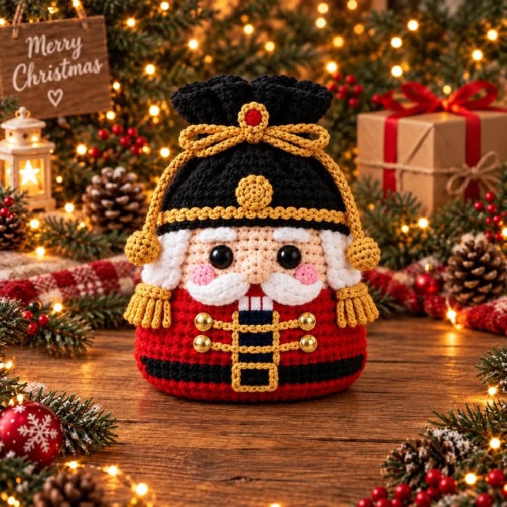 Character Christmas Drawstring Gift Bag Drawstring Closure Crochet Gift Pouch Christmas Gifting