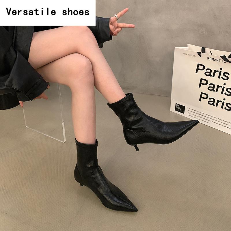 Spring Autumn Women Ankle Boots Fashion Pointed Toe Modern Short Booties Designer High Heels Botas De Mujer