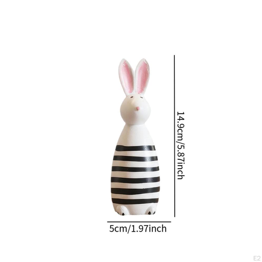Figurine Wood Decor Collectible Bunny Animal Sculpture for Shelf Garden Countertop Dorm