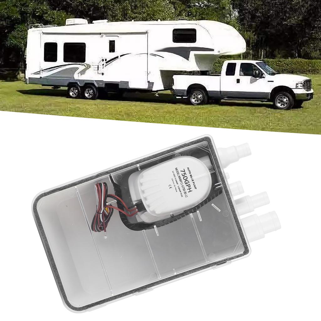 DC 12V 24V 750GPH Shower Sump Pump Automatic Switch Bilge Drain Box Multi Inlet for Marine Boat Yacht G750‑30