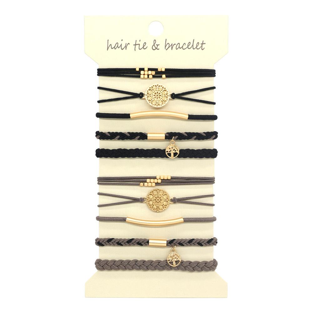 10pcs/set Fashion Bohemia Hair Rubber Bands For Women Elastic Boho Bracelet Hair Tie Girls Ponytail Holder Scrunchies For Hair