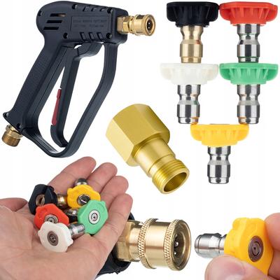Set of 5 Nozzles with Gun for Pressure Washer – Different Spray Angles | Easy! AdapterLock M22 | High Quality of Workmanship