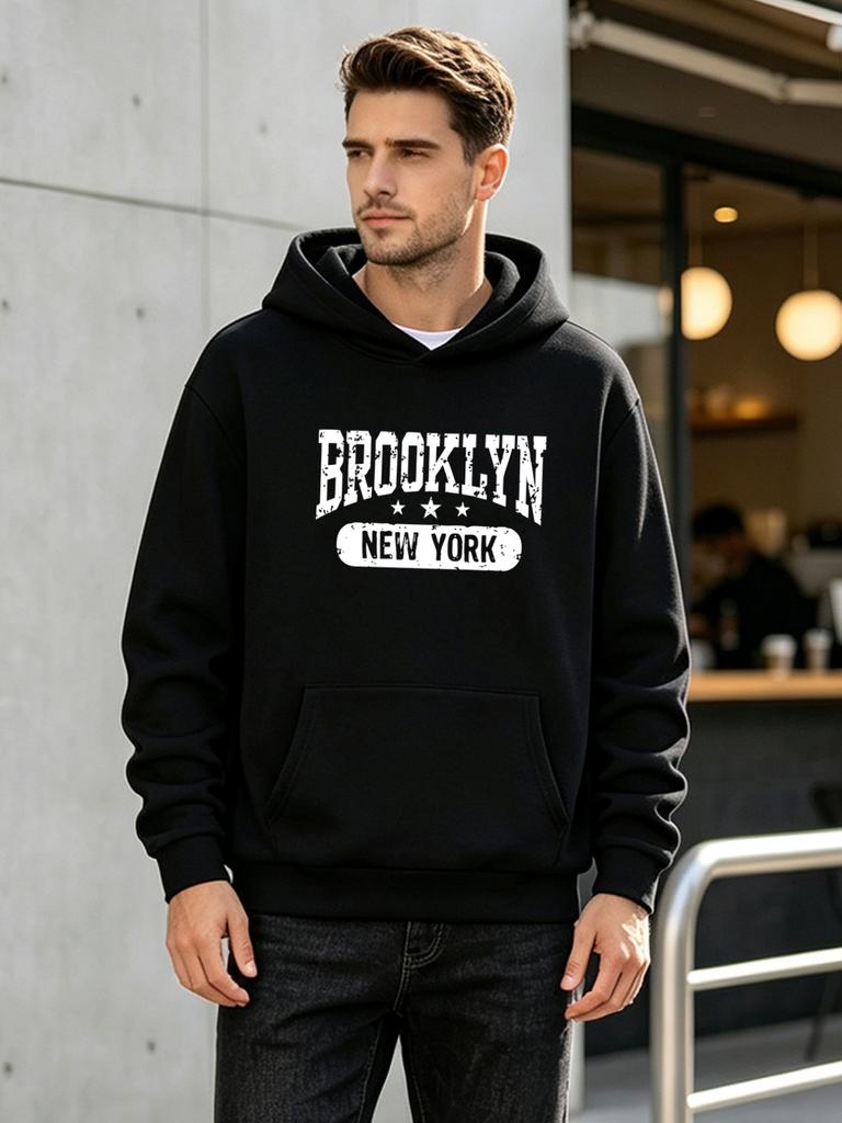 2026 New Unisex Sweatshirt Casual Fashion All-Match Style Hooded Top Individual Brooklyn New York Print Design Classic City Style Letter Graphic Patte