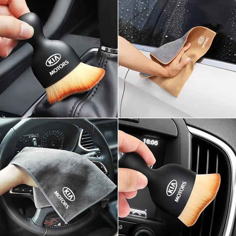 PU Car Cleaning Tools Microfiber Wash Towels Cleaning Brush For KIA Rio Ceed Picanto Sportage Sorento Cerato Soul Optima Flip KN RB6