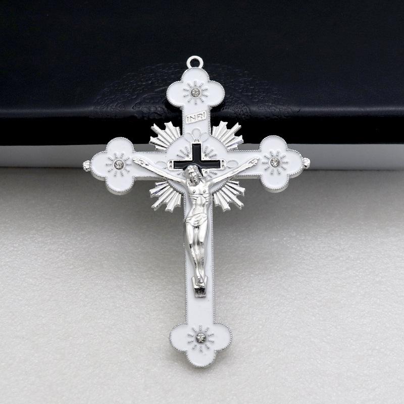 Metal Enamel Crystal Flower Crucifix Cross Spiritual Religious Jesus Catholic Blessing Faith Gifts Prayer Church Decor 2025 New