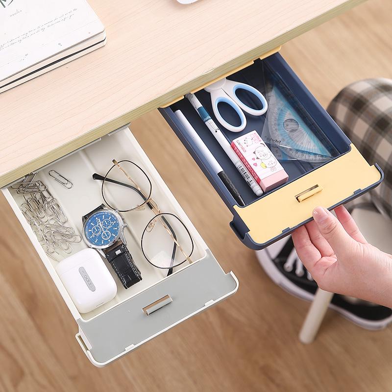 Under-Desk Hidden Drawer Organizer for Office Supplies