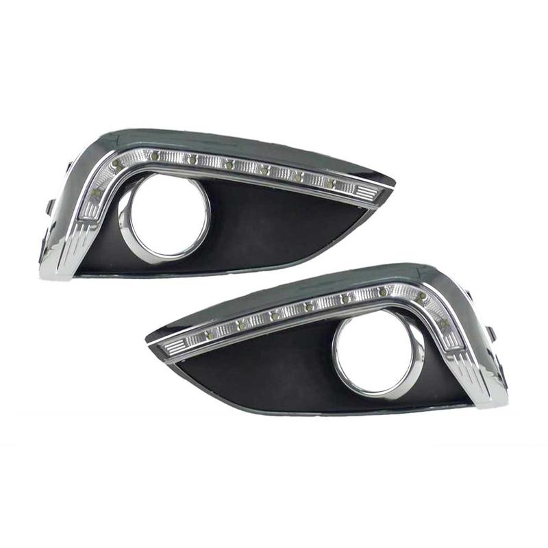 Car LED DRL Daytime Running Lights fog lamp cover For Hyundai IX35 2010 2011 2012 2013 Day light with yellow turn signal