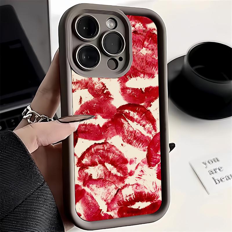 Sexy Red Lips Fashion Silicone Phone Case For iPhone 16 15 14 13 12 11 Pro Max 7 8 16 Plus 16E X XS XR SE Shockproof Soft Cover