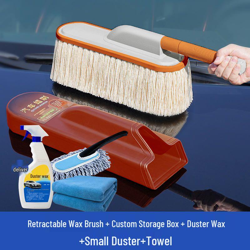 Car Dust and Snow Cleaning Brush with Retractable Rod